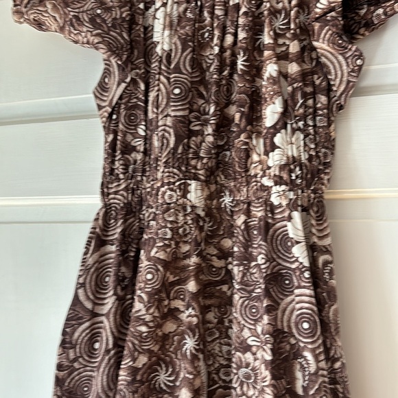 ULLA JOHNSON Nanette Dress in Teak‎ Brown Floral Print Midi Gown Size 6 Poplin - Picture 15 of 17